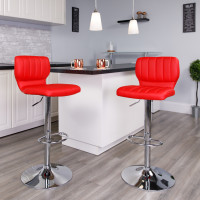 Flash Furniture CH-132330-RED-GG Contemporary Red Vinyl Adjustable Height Barstool